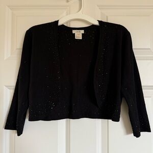 Caché Black Bolero Cardigan with Black Crystal Embellishments